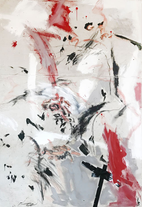 <i>Karlie</i>, 2018, Oil, acrylic and conté on canvas, 96 x 67 inches