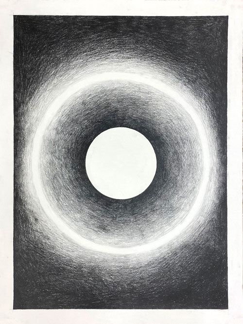 <i>Study 01 (Black Holes and Singularity)</i>, 2020, Lead on archival paper, 25 x 19 inches